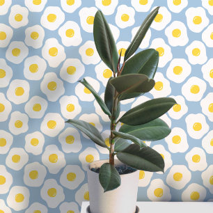 Leuke Gebakken Eieren Turquoise Blauw Patroon Behang