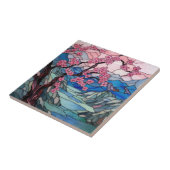 Leuke gebrandschilderde glas kersenbloesem boom tegeltje (Zijkant)