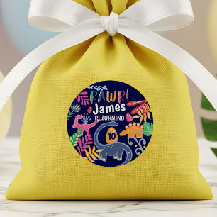 Leuke, gedurfde & kleurrijke dinosaurus Oerwoud bl Ronde Sticker