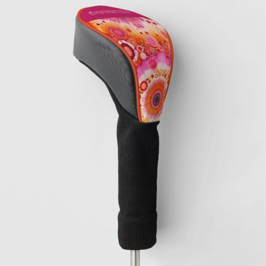 Leuke gedurfde Sinaasappel Hot Pink Batik Circles  Golfheadcover (Schuin)