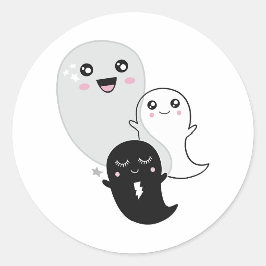 Leuke geesten Halloween Kawaii Ronde Sticker (Voorkant)