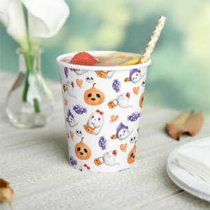 Leuke Geesten Pompoen Patroon Halloween Party Papieren Bekers