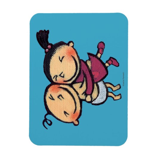 Leuke geïllustreerde peuters knuffelen magneet (Verticaal)