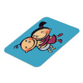 Leuke geïllustreerde peuters knuffelen magneet (Linkerzijde)
