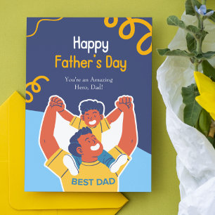 Leuke geïllustreerde Vaderdag Kaart   Beste papa