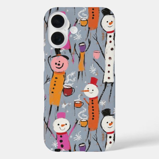 Leuke Gekke sneeuwpoppen Drink hete cacao Case-Mate iPhone Case (Achterkant)