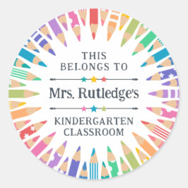 Leuke gekleurde potloden Eigenschap Leraar's Class Ronde Sticker
