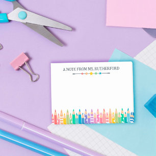 Leuke gekleurde potloden notitie van schoolleraar post-it® notes