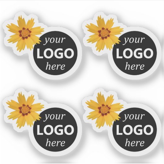 Leuke gele bloem zonnebloem Logo Afbeelding Sjablo Sticker (Voorkant)