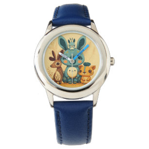 Leuke gele cartoon dieren Rond Kussen Horloge