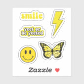 Leuke gele Sticker, bliksemschicht, vlinder Sticker (Vel)