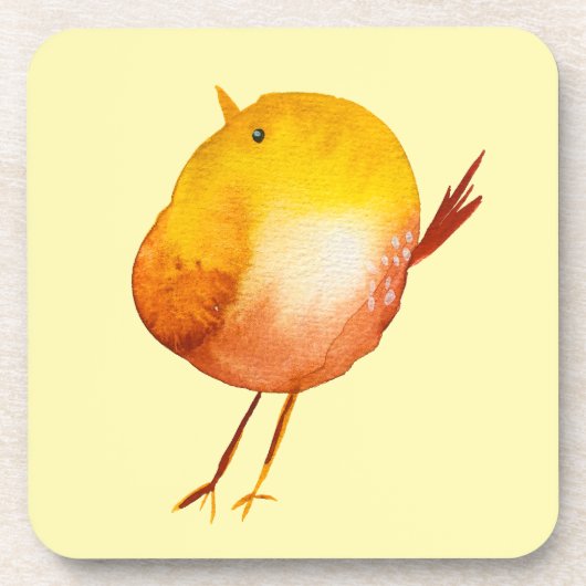 Leuke gele vogel waterverf bier onderzetter (Voorkant)