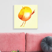 Leuke gele vogel waterverf canvas afdruk (Insitu (Woonkamer))