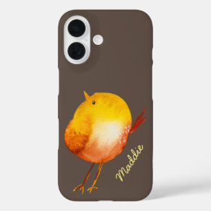 Leuke gele vogel waterverf kunst iPhone 16 hoesje
