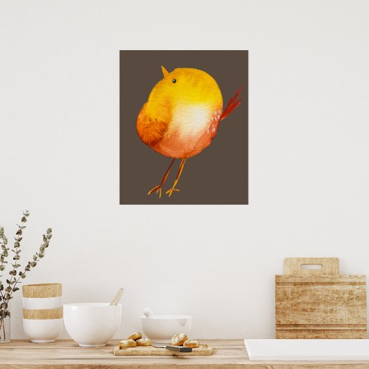 Leuke gele vogel waterverf poster (Keuken)
