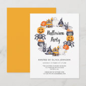 Leuke gelukkige Halloween-illustratieparty Uitnodiging Briefkaart (Voorkant / Achterkant)