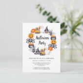 Leuke gelukkige Halloween-illustratieparty Uitnodiging Briefkaart (Staand voorkant)