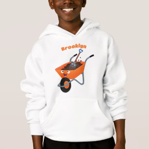 Leuke gelukkige oranje kruiwagen cartoon illustrat