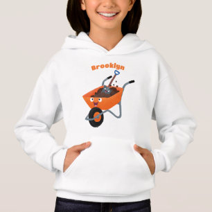 Leuke gelukkige oranje kruiwagen cartoon illustrat