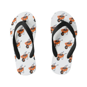 Leuke gelukkige oranje kruiwagen cartoon illustrat kinder teenslippers