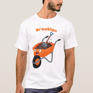Leuke gelukkige oranje kruiwagen cartoon illustrat t-shirt