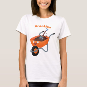 Leuke gelukkige oranje kruiwagen cartoon illustrat t-shirt