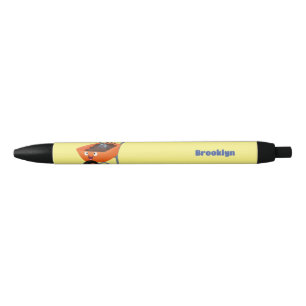 Leuke gelukkige oranje kruiwagen cartoon illustrat zwarte inkt pen