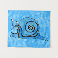 Leuke gelukkige slak met helderblauwe schaal