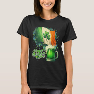 Leuke Gelukkige St. Patrick's Dag Ierse Vlag En Bi T-shirt