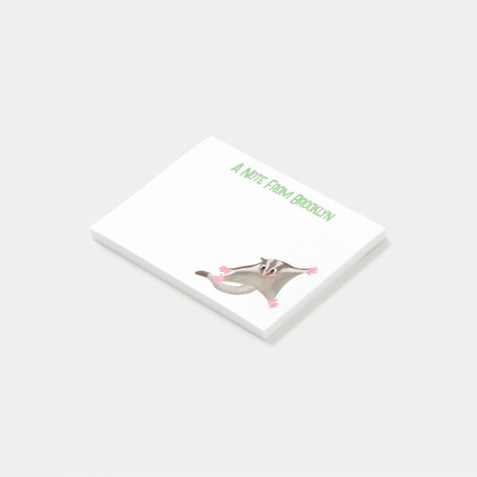 Leuke gelukkige suikerzweefvliegtuig cartoon illus post-it® notes (Schuin)