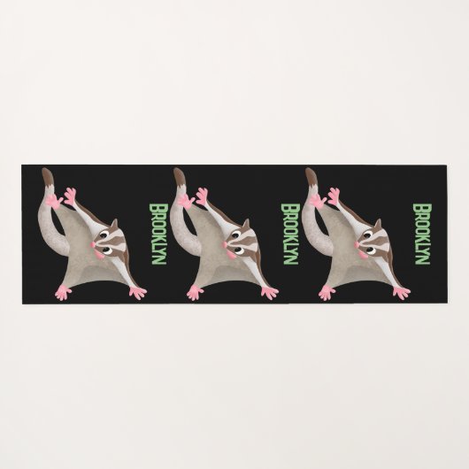 Leuke gelukkige suikerzweefvliegtuig cartoon illus yogamat (Achterkant (horizontaal))