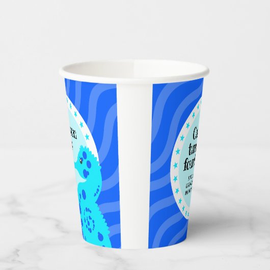 Leuke Gelukkige Verjaardag Blauwe Jongen Seahorse Papieren Bekers (Links)