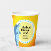 Leuke Gelukkige Verjaardag Jongen Blauwe Dolfijn i Papieren Bekers (Voorkant)