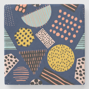 Leuke geometrie: Abstract veelkleurig patroon Stenen Onderzetter