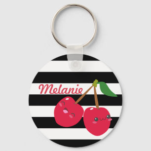 Leuke Gepersonaliseerd Gestreept van de Kers Sleutelhanger