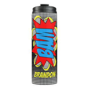 Leuke gepersonaliseerde aangepaste stripboek Pop A Thermosbeker