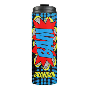 Leuke gepersonaliseerde aangepaste stripboek Pop A Thermosbeker