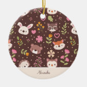 Leuke gepersonaliseerde bosdieren Kinder kerst Keramisch Ornament (Voorkant)
