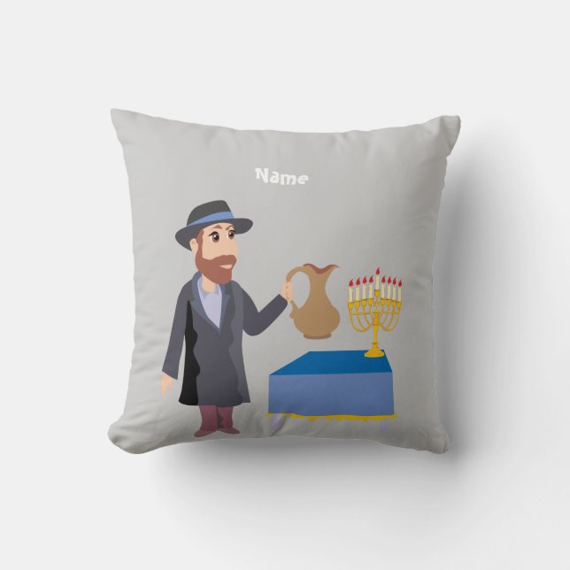 Leuke gepersonaliseerde Chanoeka Kussen (Voorkant)