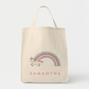 Leuke gepersonaliseerde eenhoorn regenboog roze ca tote bag