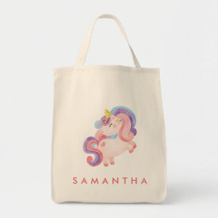 Leuke gepersonaliseerde eenhoorn regenboog roze ca tote bag