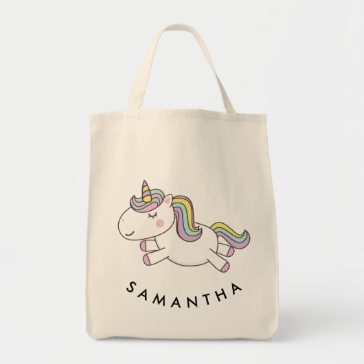 Leuke gepersonaliseerde eenhoorn regenboog tote bag (Voorkant)