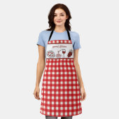 Leuke gepersonaliseerde Italiaanse Red Gingham kok Schort (Gedragen)