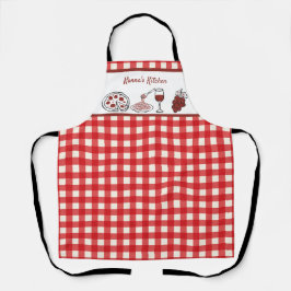Leuke gepersonaliseerde Italiaanse Red Gingham kok Schort