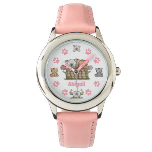 Leuke gepersonaliseerde kittens, katten en pootafd horloge