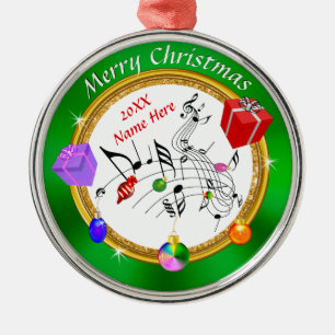 Leuke gepersonaliseerde muziek Note Kerstversierin Metalen Ornament
