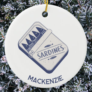 Leuke gepersonaliseerde naam sardineblik keramisch ornament
