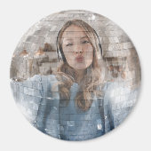 Leuke gepersonaliseerde selfie disco bal magneet (Voorkant)