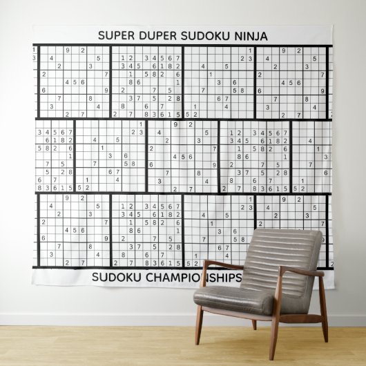 Leuke gepersonaliseerde SUDOKU achtergrond Wandkleed (In Situ (horizontaal))