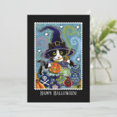 Leuke geur van Halloween Cat Witch Parfum Flat Kaart (Staand voorkant)